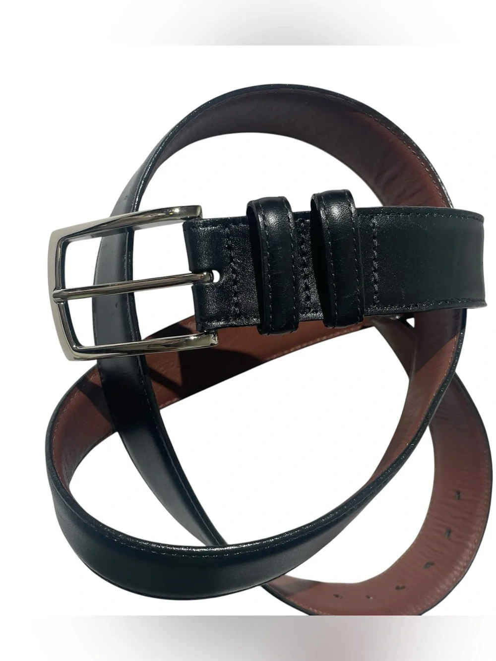 Torino Italian Leather Venetian Calf Belt Men Sz 42 Silver Buckle USA MADE